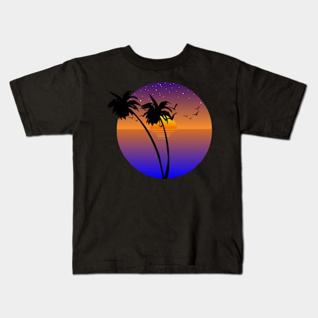 SUN, SUMMER, SUNSET, RETRO, EVENING, NEON, TROPICAL Kids T-Shirt by RENAN1989